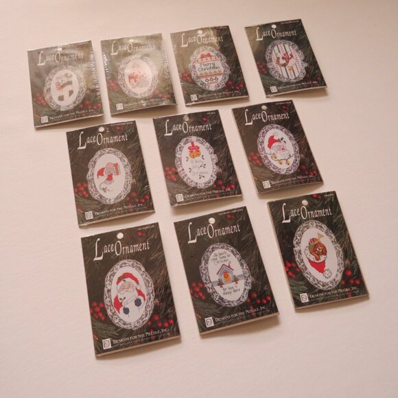 Christmas Lace Ornaments Designs for the Needle Lot of 10 Needlepoint Vint Kits - Picture 2 of 10
